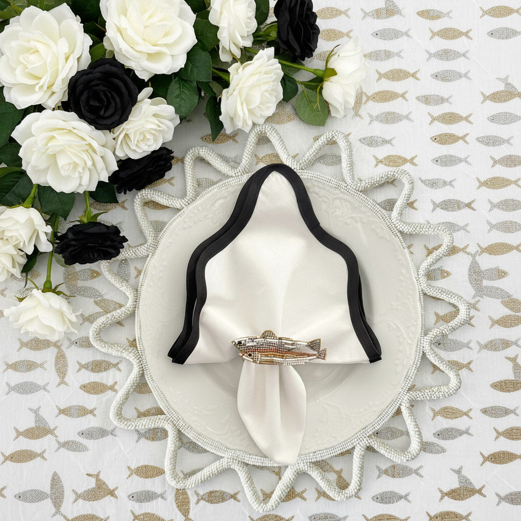 The Ocean Beaded placemat in White, Set of 2