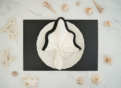 Ostrich Faux Leather Rectangle Placemat in Black, Set of 4