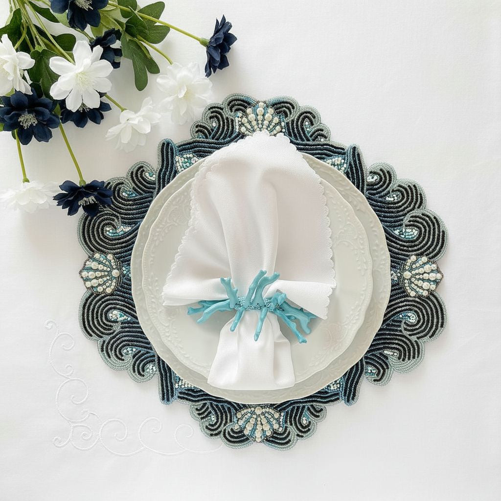 Surf Beaded Placemat , Set of 2