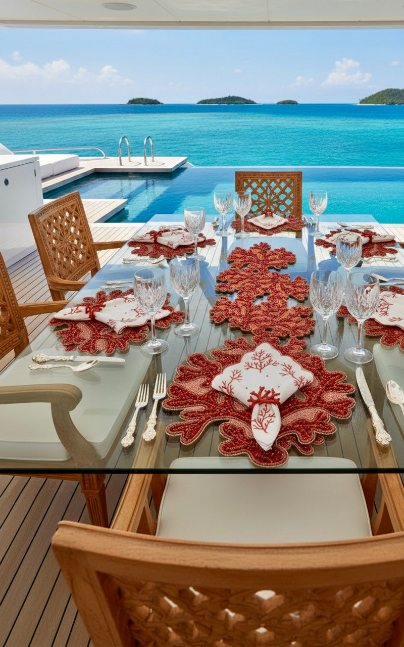 Coral Beaded Placemat, 1 piece