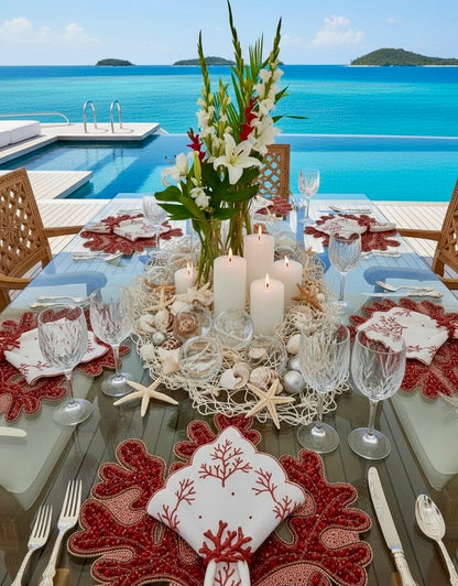 Coral Beaded Placemat, 1 piece