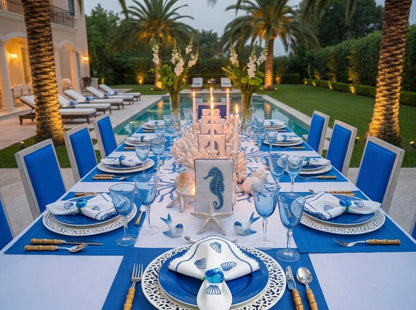 Velvet Feel Rectangle Woven Placemat in Cobalt Blue, Set of 4