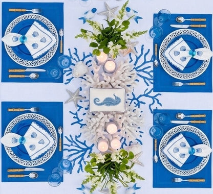 Velvet Feel Rectangle Woven Placemat in Cobalt Blue, Set of 4