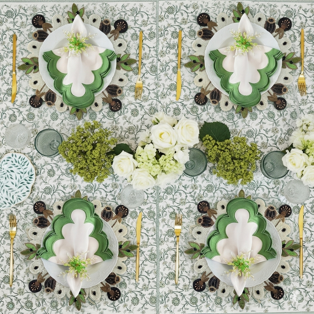 Olive Beaded placemat, Set of 2