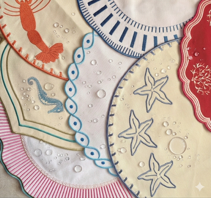 Embroidered Seahorse placemat, Set of 4