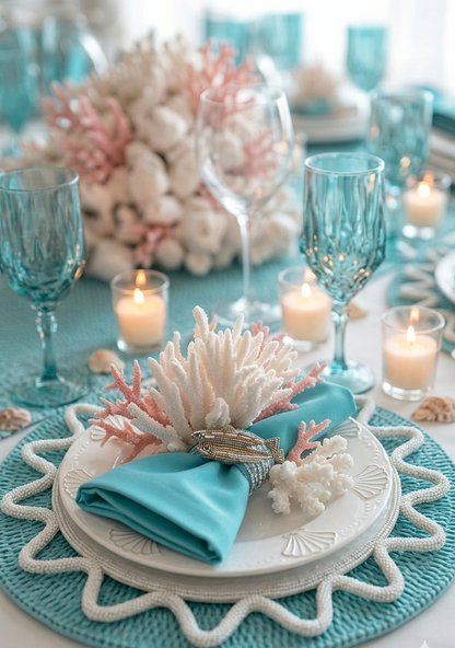 The Ocean Beaded placemat in White, Set of 2