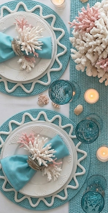 The Ocean Beaded placemat in White, Set of 2