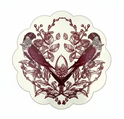 Samples Vintage birds scalloped printed placemats. X 4