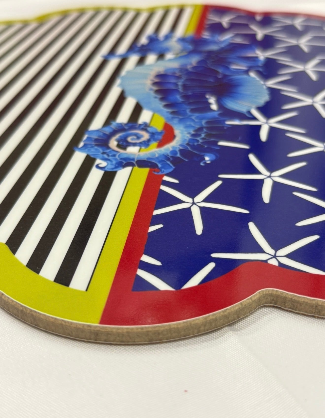 Samples of Bright coloured printed Seascape pattern placemats x 2