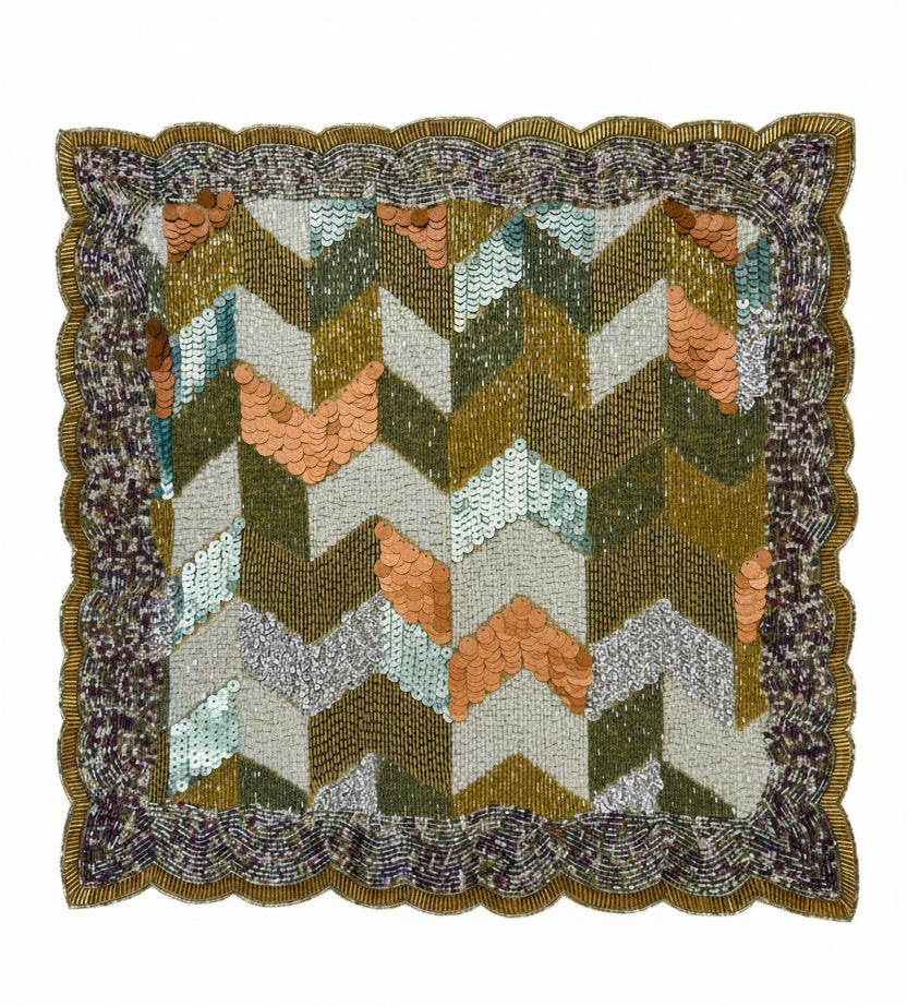 Sample Square beaded placemat with chevron pattern X 1