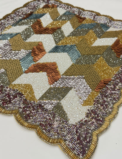 Sample Square beaded placemat with chevron pattern X 1