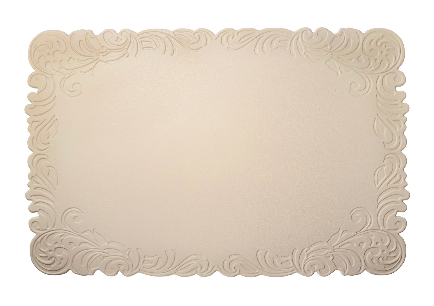 Cream Embossed Faux Leather Rectangle Placemat, Set of 4