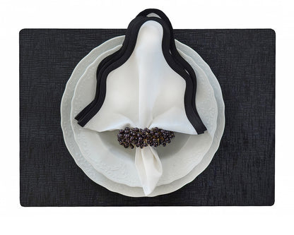 Metallic Rectangle Placemat in Black, Set of 4