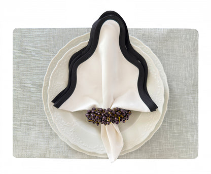 Metallic Rectangle Placemat in Silver, Set of 4