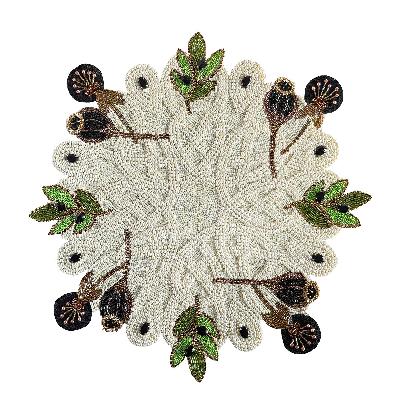 Olive Beaded placemat, Set of 2