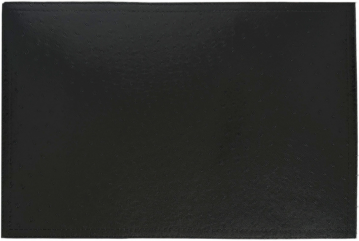 Ostrich Faux Leather Rectangle Placemat in Black, Set of 4