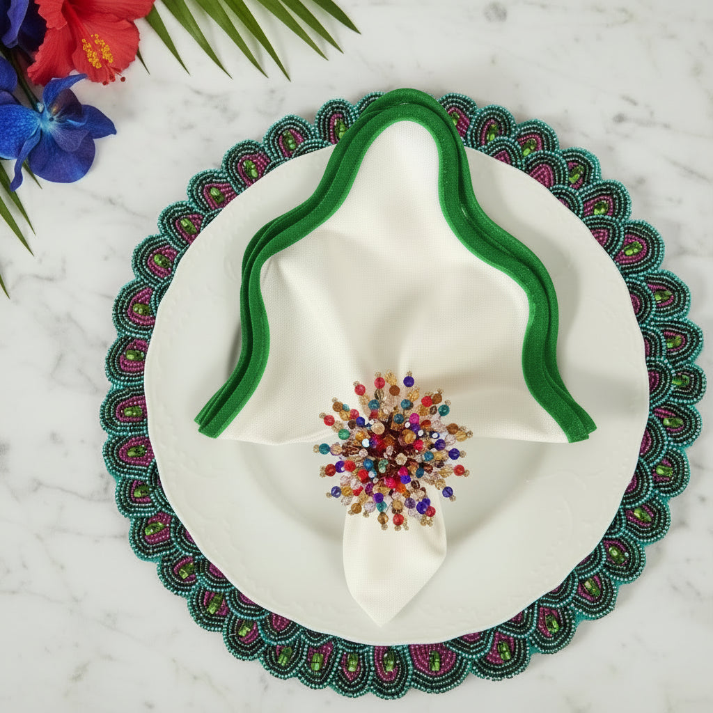 English Garden Beaded Placemat , Set of 2