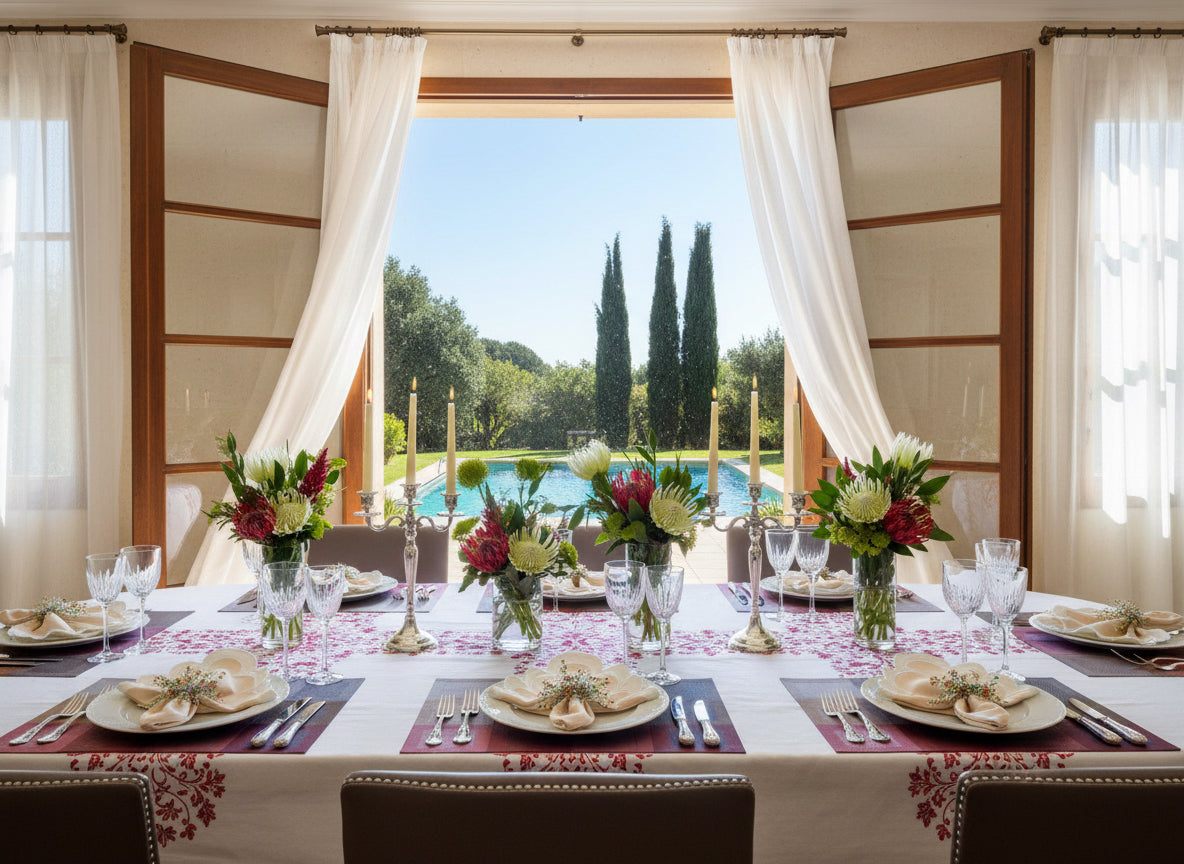 Red Squares Rectangle Woven Placemat in Red Gradient, Set of 4