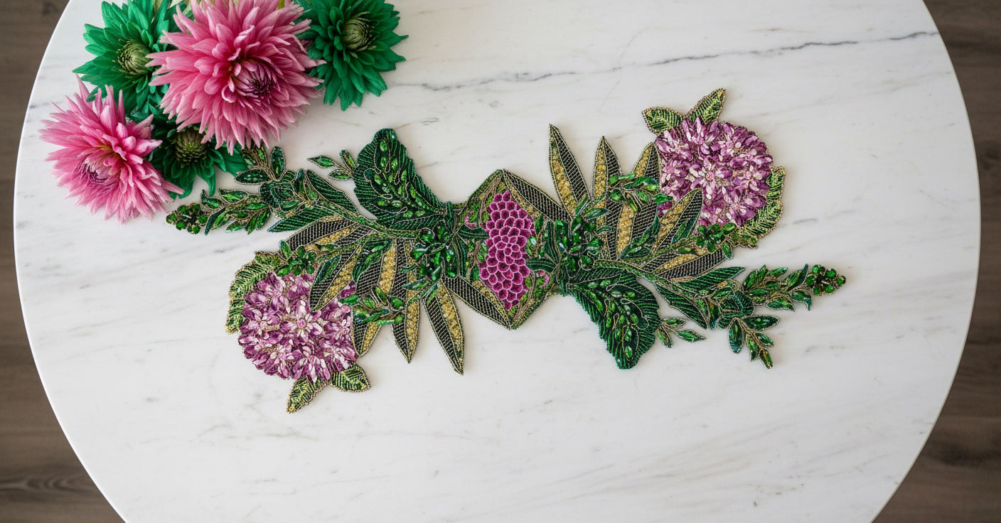 English Garden Beaded Runner , Set of 1