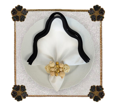 Fleur-de-lis Beaded placemat, Set of 2