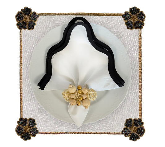 Fleur-de-lis Beaded placemat, Set of 2