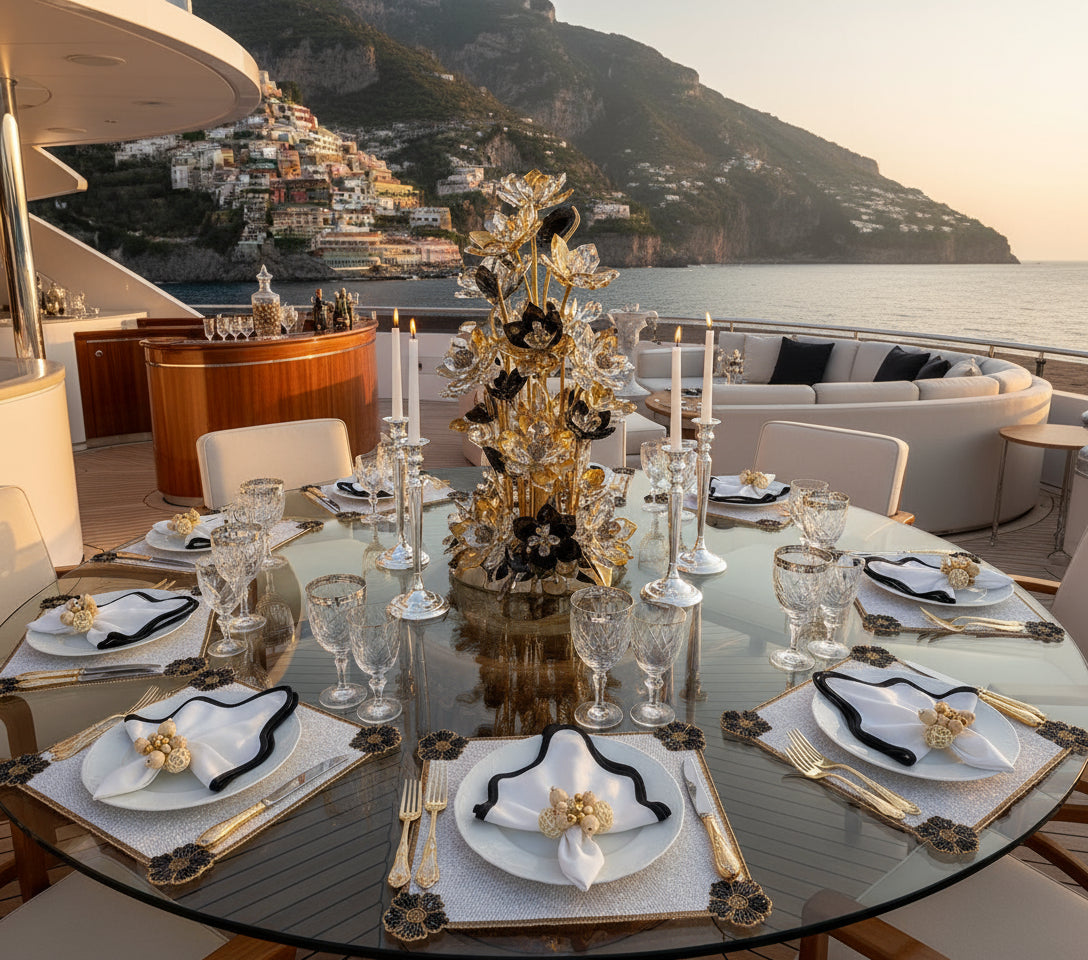 Fleur-de-lis Beaded placemat, Set of 2