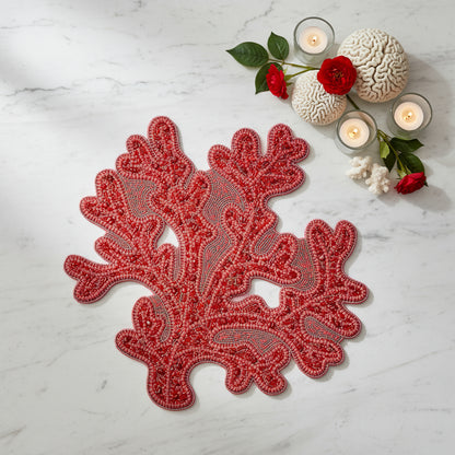 Coral Beaded Placemat , Set of 2