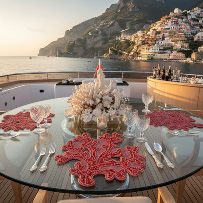 Coral Beaded Placemat , Set of 2