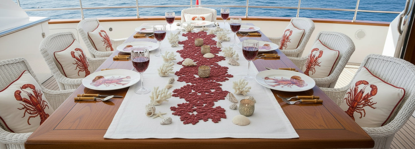 Coral Beaded Runner, Set of 1