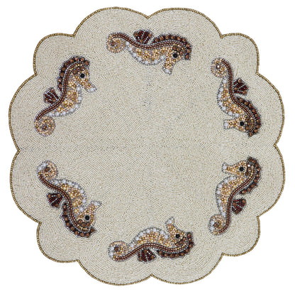 Seahorses Beaded Placemat , Set of 2