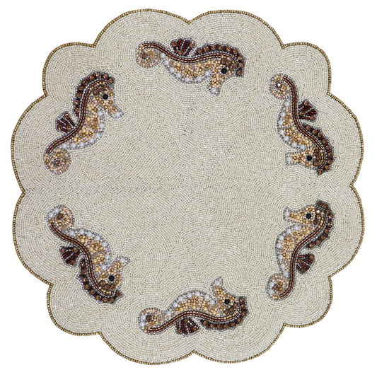 Seahorses Beaded Placemat , Set of 2