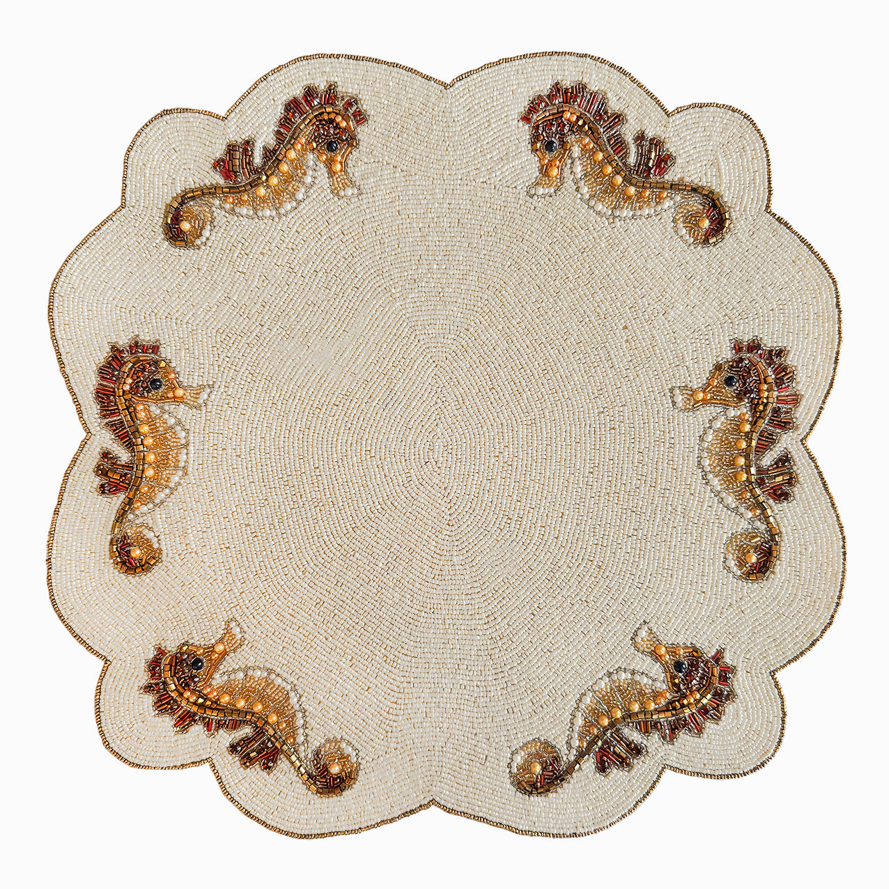 Seahorses Beaded Placemat , Set of 2