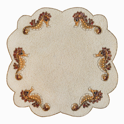 Seahorses Beaded Placemat , Set of 2