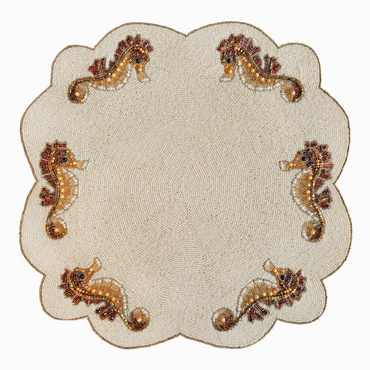 Seahorses Beaded Placemat , Set of 2