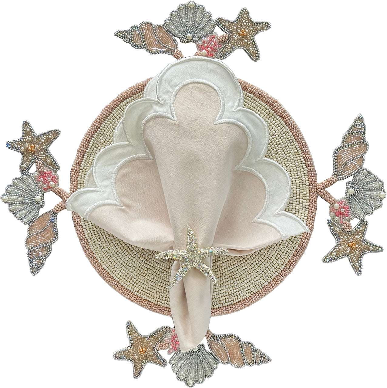 Sea Shells Beaded Placemat , Set of 2