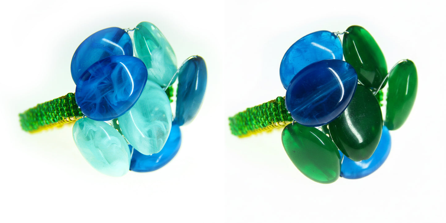 Seychelles Napkin Ring, in Blue Two Tone or Blue and Green.