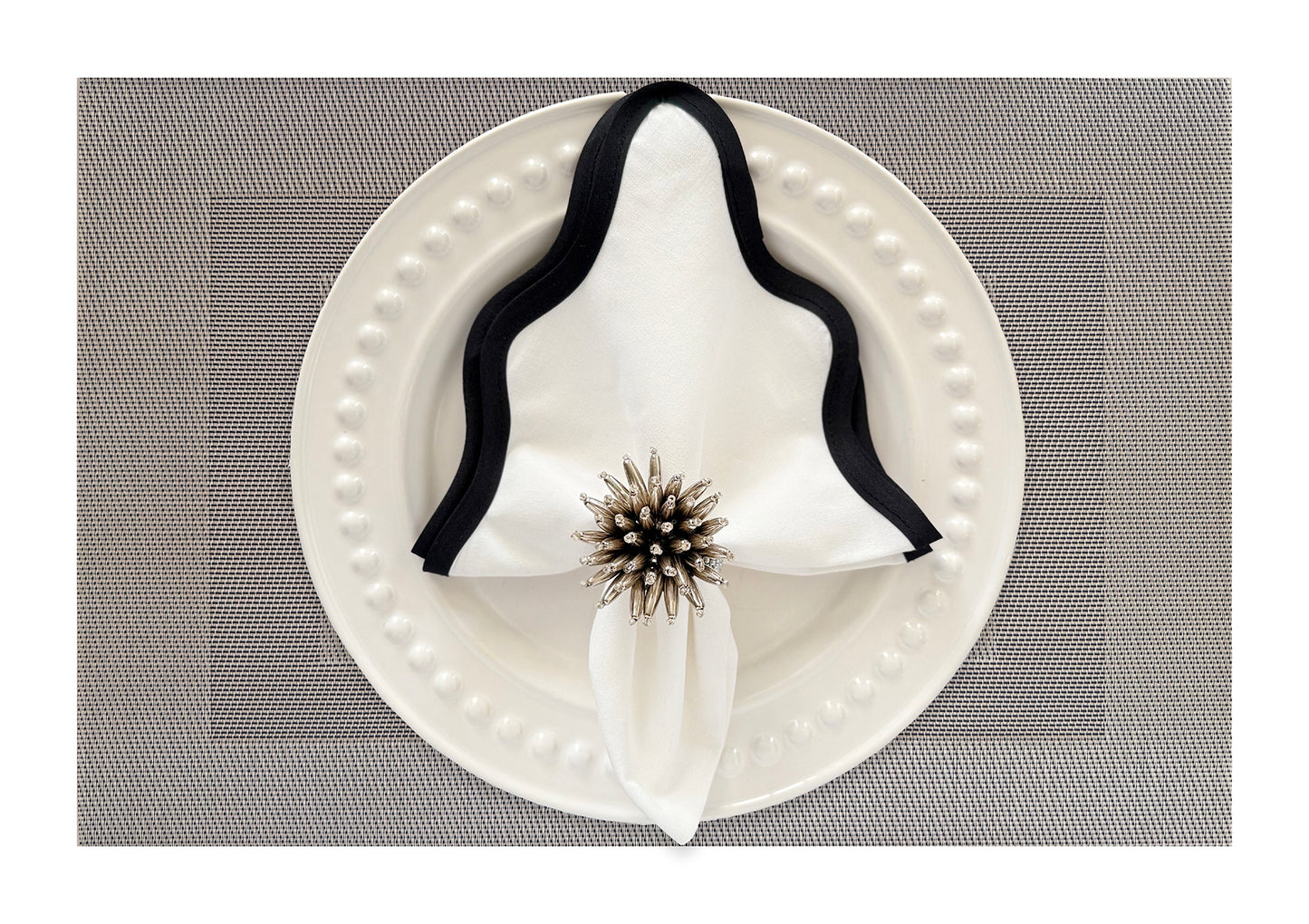 Silver Border pattern Rectangle Placemat, Set of 4