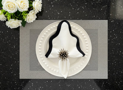 Silver Border pattern Rectangle Placemat, Set of 4