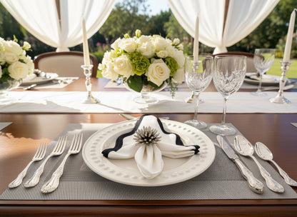 Silver Border pattern Rectangle Placemat, Set of 4