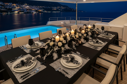 Silver Metallic Leaves cut out Rectangle Placemat, Set of 4