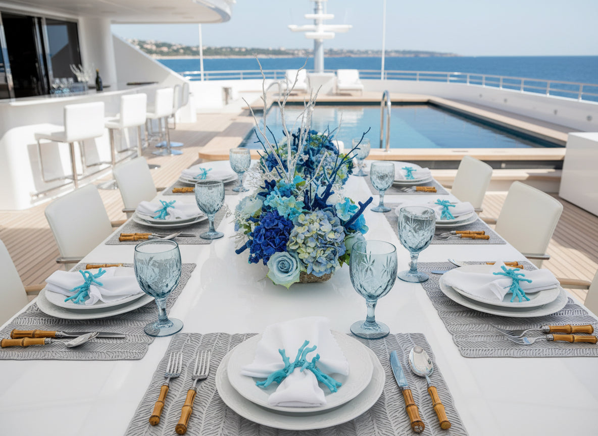 Silver Metallic Leaves cut out Rectangle Placemat, Set of 4