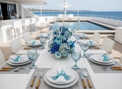 Silver Metallic Leaves cut out Rectangle Placemat, Set of 4