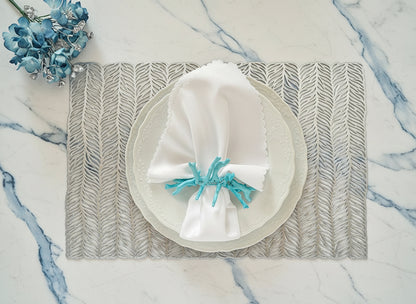 Silver Metallic Leaves cut out Rectangle Placemat, Set of 4