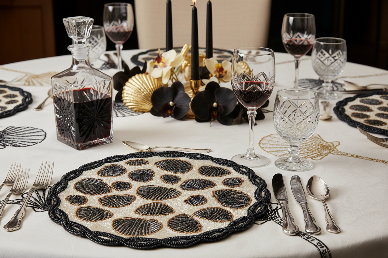 Twisted Shells Beaded Placemat , Set of 2