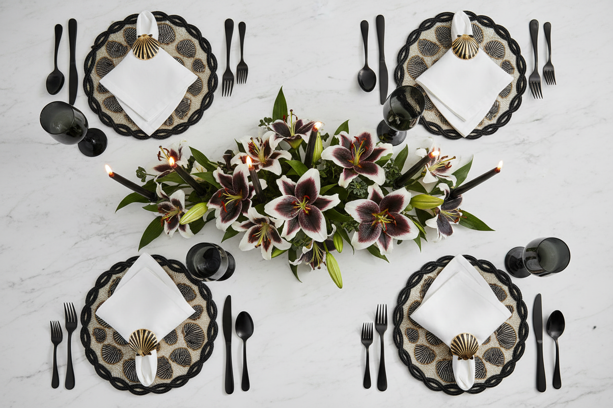 Twisted Shells Beaded Placemat , Set of 2