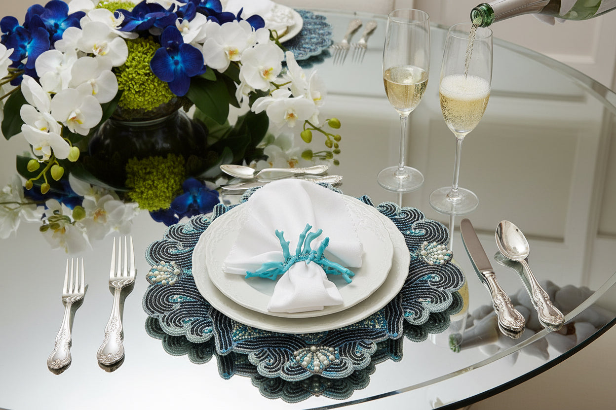 Surf Beaded Placemat , Set of 2