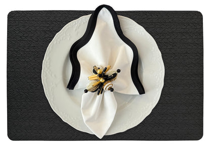 Wheat Rectangle Placemat in Black, Set of 4