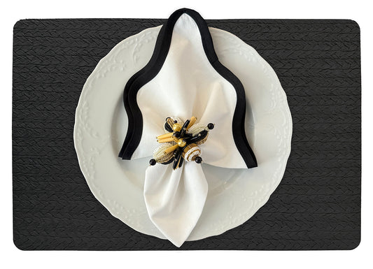 Wheat Rectangle Placemat in Black, Set of 4