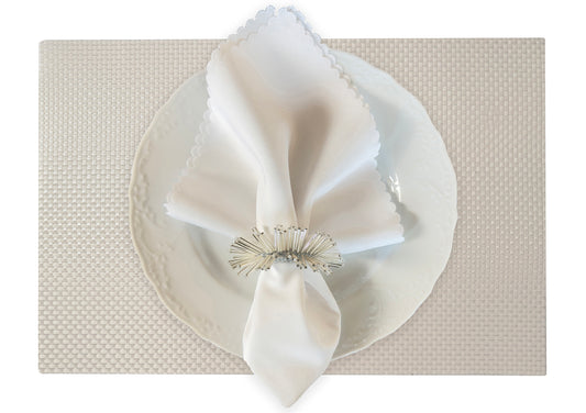 White Small weave Rectangle Placemat, Set of 4