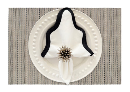 White & Black striped weaved Rectangle Placemat, Set of 4